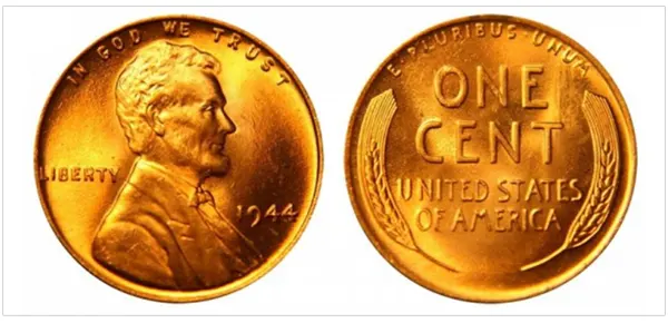 1944 Wheat Penny with the impression of Abraham Lincoln