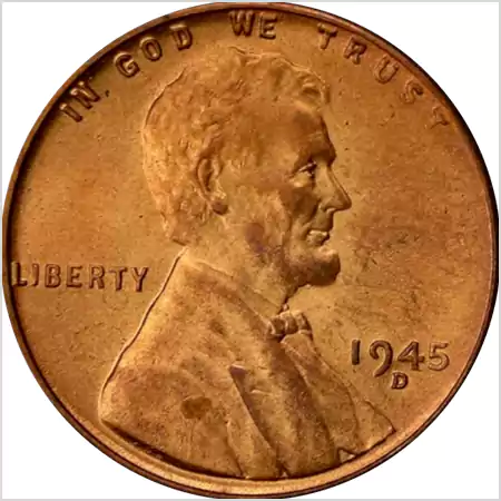 1945 Wheat Penny Value Obverse Side