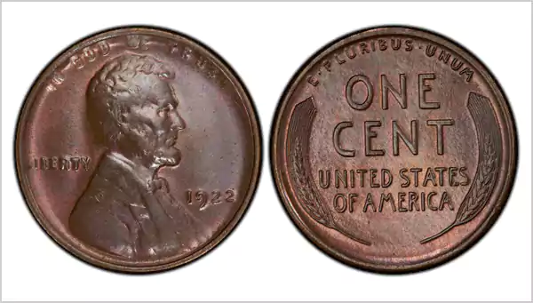 1922 P Shallow D Wheat Penny