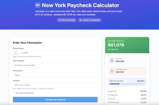 New York paycheck calculator