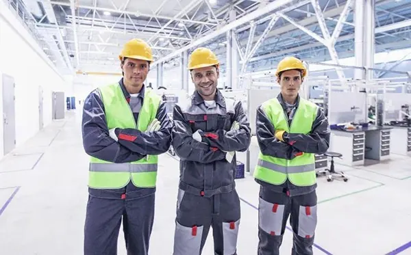 Construction workers in safety gear